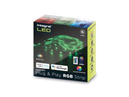 RGB PLUG AND PLAY LED STRIP KITS IP20 5M 4.5W M 30LED M 10MM WIDTH 120 BEAM BOX PACK WITH IR CONTROLLER & WIFI APP GOOGLE   ALEXA CONTROL EU PLUG INTEGRAL For Discount