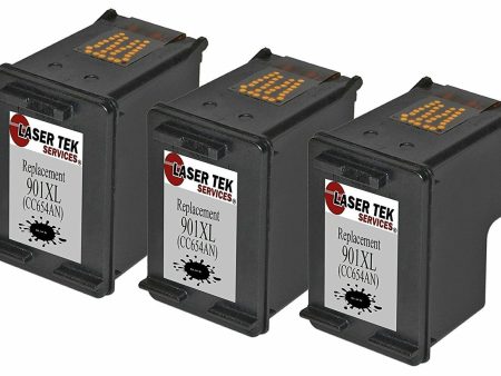 3 Pack HP 901XL CC654AN Black Compatible High Yield Ink Cartridge | Laser Tek Services on Sale