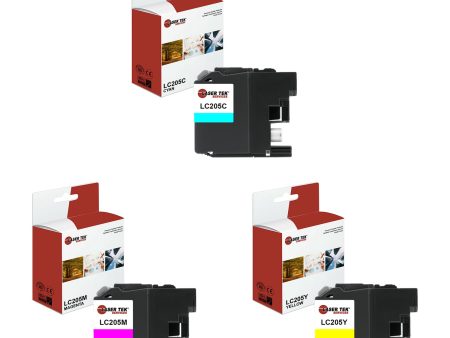 3 Pack Brother LC-205 CYM HY Compatible Ink Cartridge | Laser Tek Services For Cheap