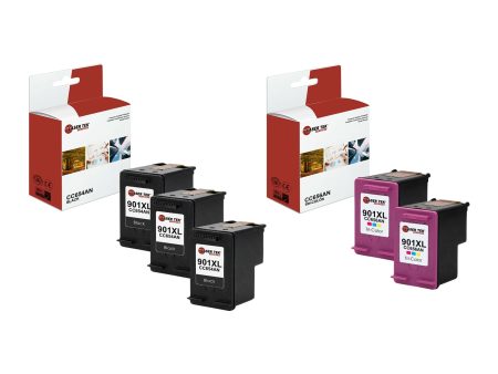 5 Pack HP 901XL CC654AN CC656AN Black, Color Compatible Ink Cartridge | Laser Tek Services For Cheap