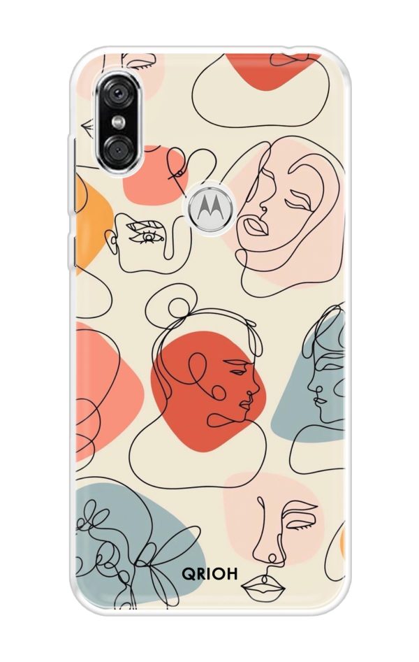 Abstract Faces Soft Cover for Motorola P30 Online now