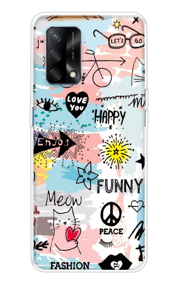 Happy Doodle Soft Cover for Oppo F19 Cheap