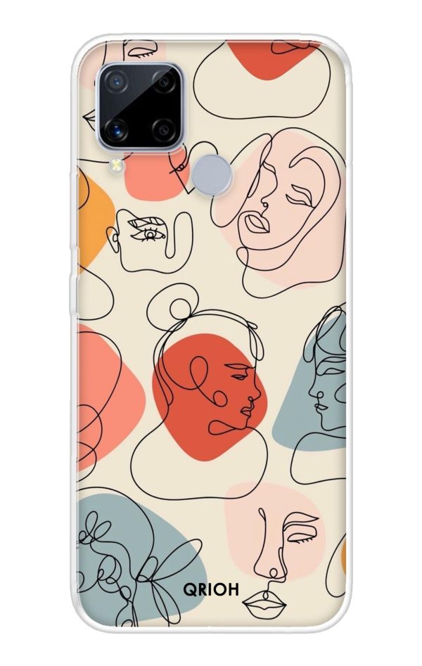 Abstract Faces Soft Cover for Realme C15 For Cheap