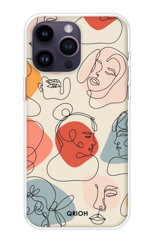 Abstract Faces Soft Cover for iPhone 14 Pro Max Sale