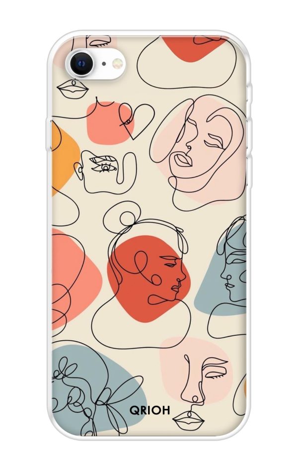 Abstract Faces Soft Cover for iPhone SE 2022 For Sale