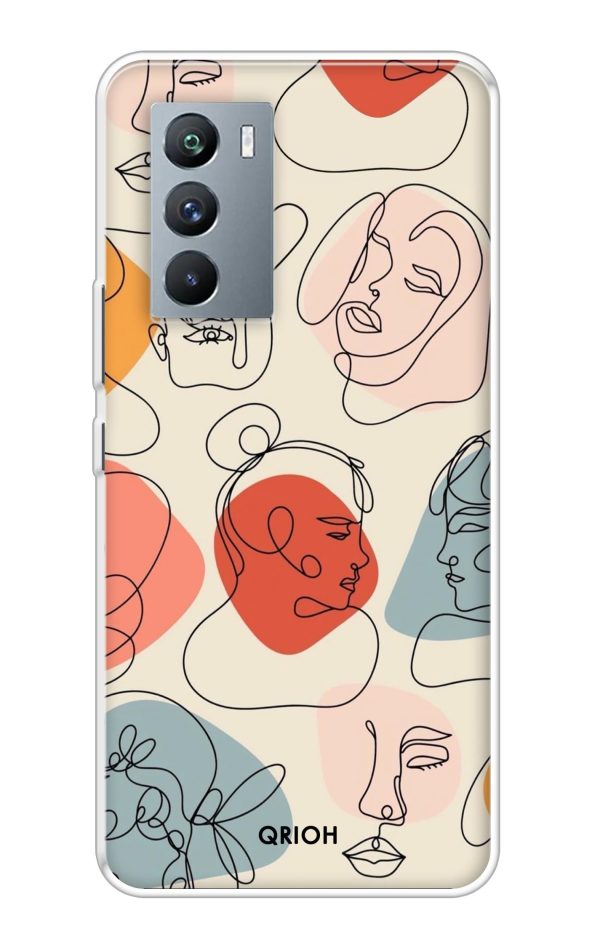 Abstract Faces Soft Cover for iQOO 9 SE Discount