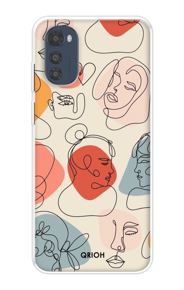 Abstract Faces Soft Cover for Motorola e32s For Sale